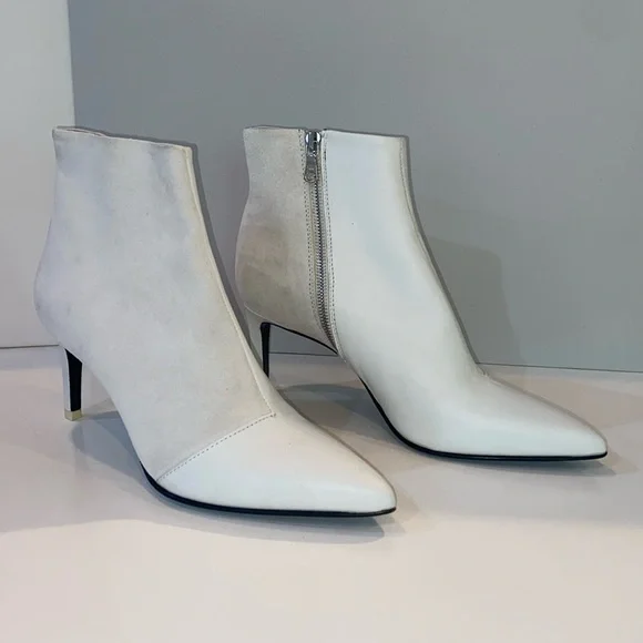 Rag Bone Beha Pointy Stiletto Ankle Boot in White Suede